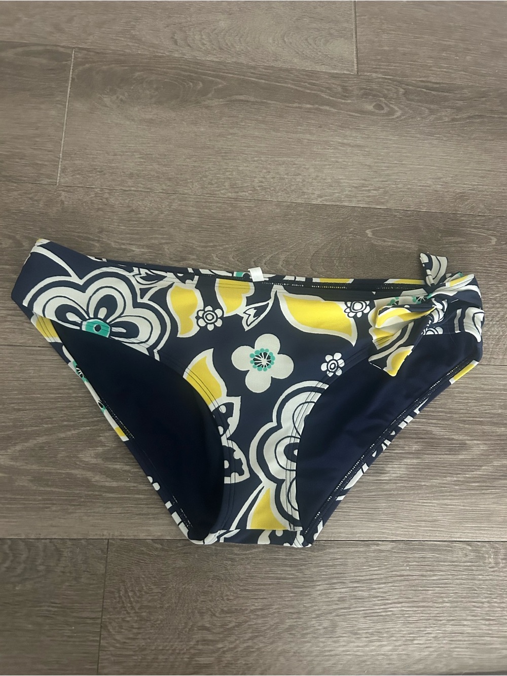 aerie Navy Floral Bikini Bottom with Yellow Accents